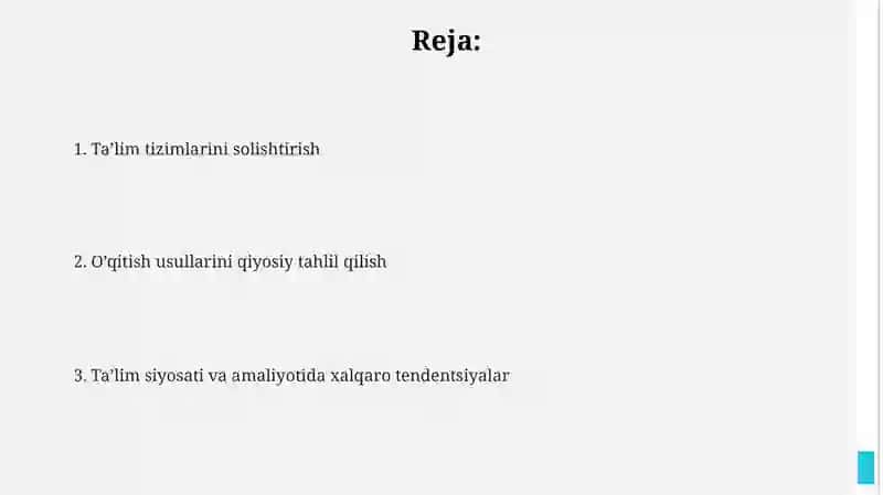 Komparativistik pedagogik tadqiqotlarning dolzarb yoʻnalishlari 2