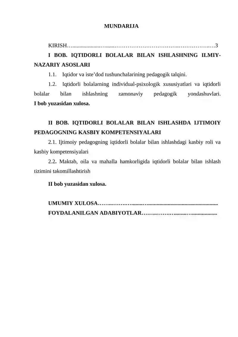 IQTIDORLI BOLALAR BILAN ISHLASHDA IJTIMOIY PEDAGOGNING KASBIY KOMPETENSIYALARI 2