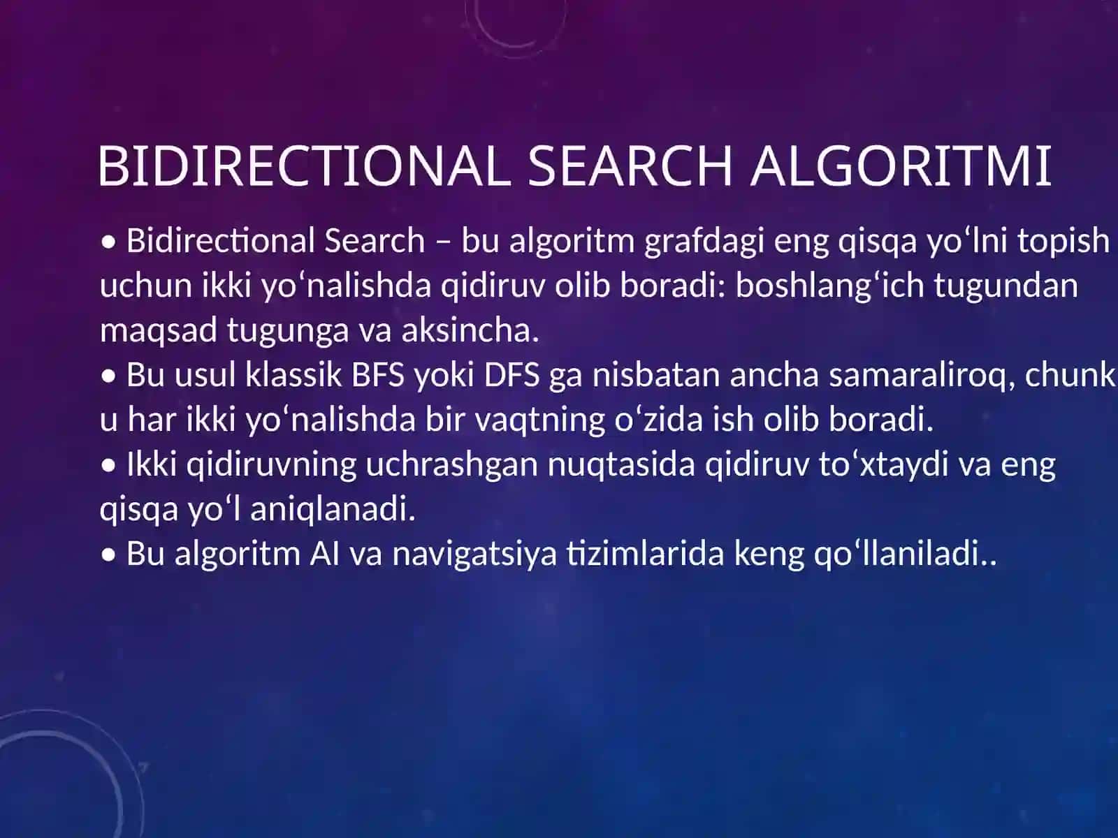 Bidirectional Search Algoritmi 2