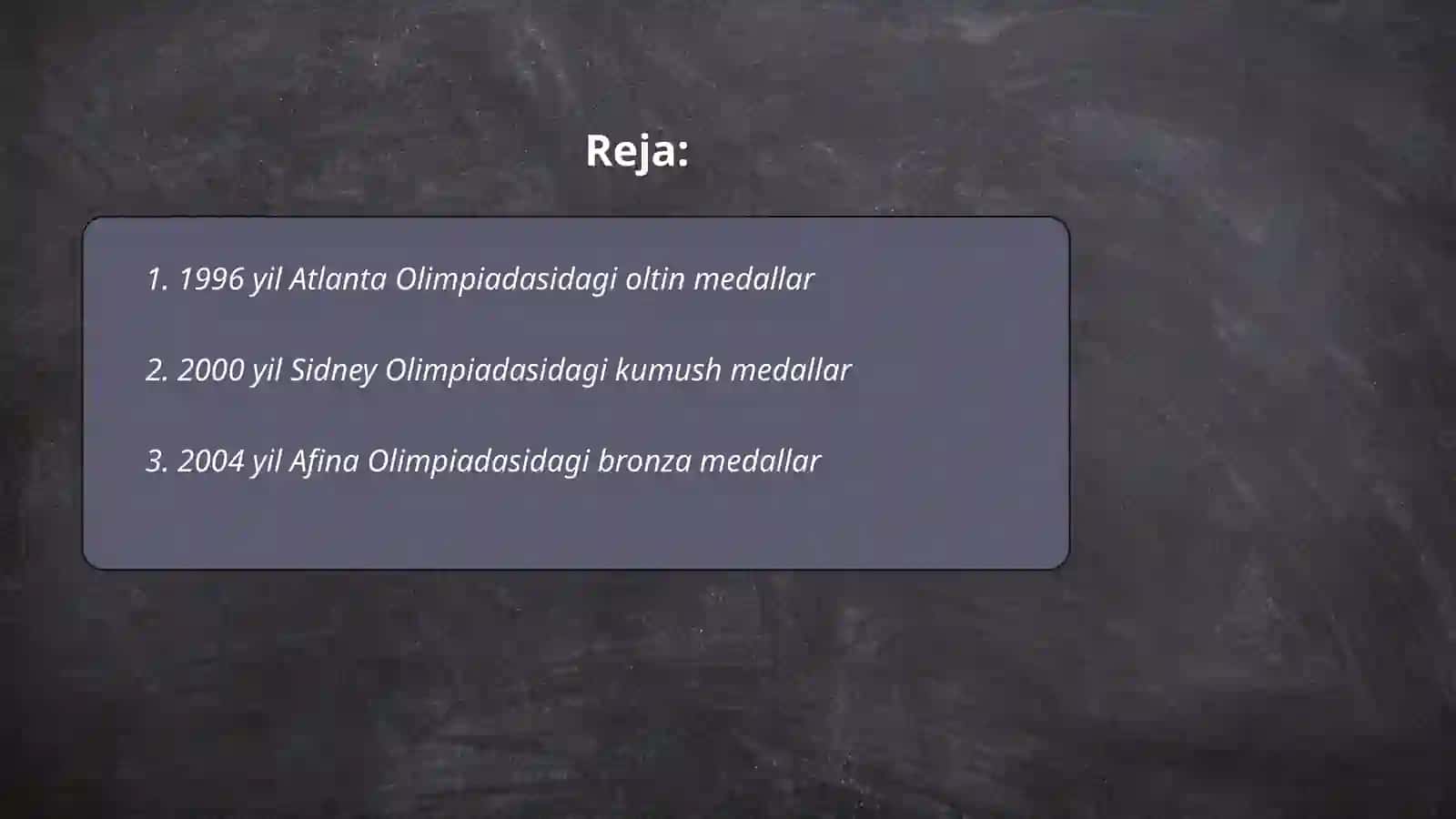 O‘zbekiston sportchilarining 1996-hozirgi davrgacha o‘tkazilgan Olimpiya o‘yinlaridagi yutuqlari 2