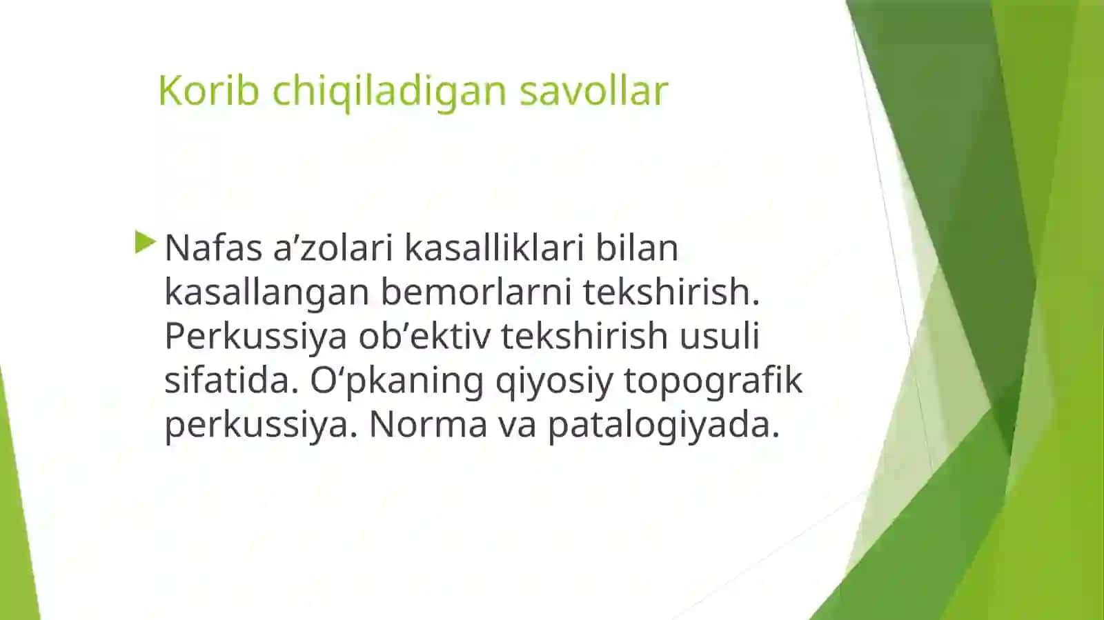 Nafas olish tizimi bilan kasallangan bemorlarni davolash 2