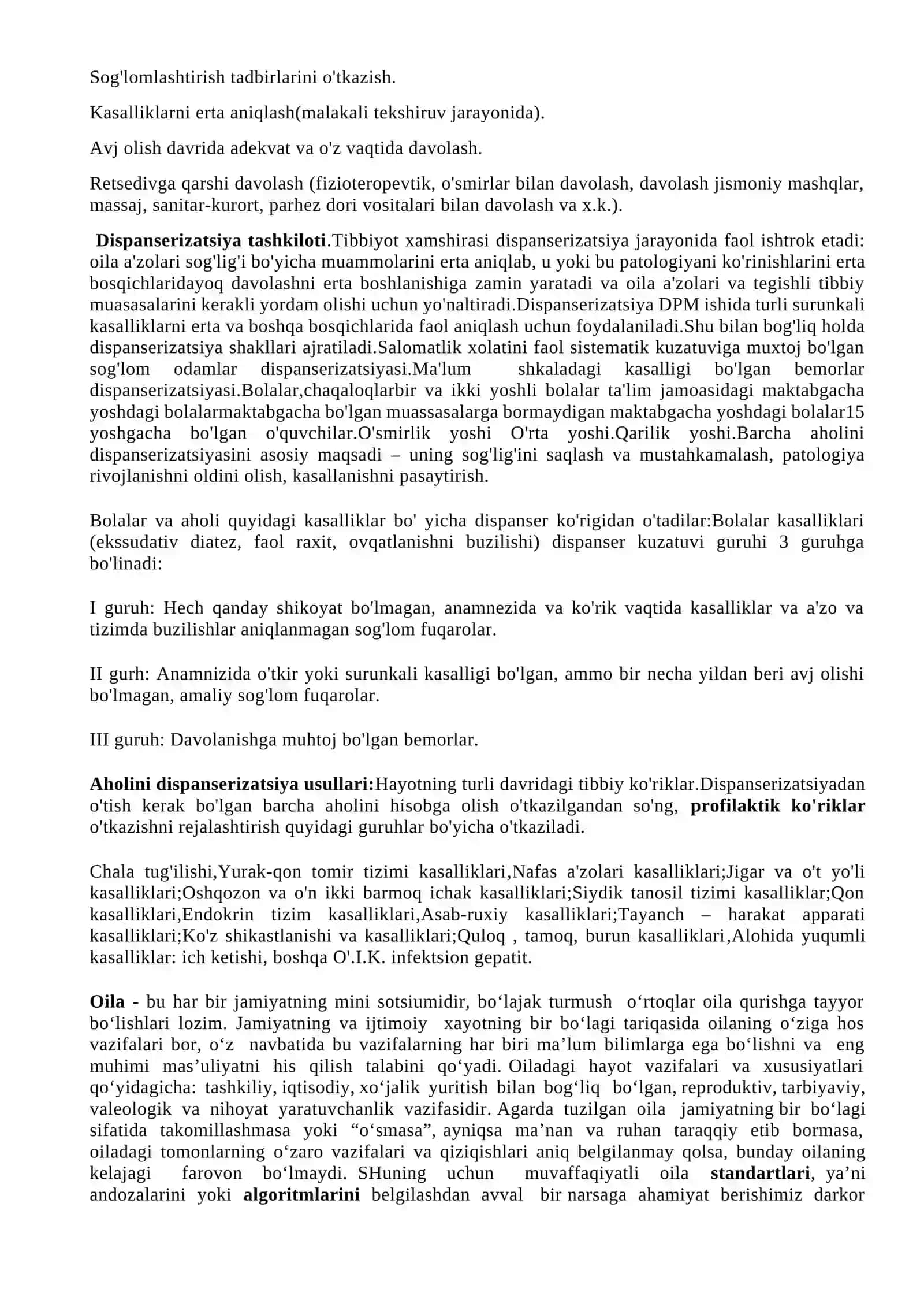 Aholining turli guruhlari salomatligiga ta’sir etuvchi omillarni maqsadli guruhlar,ta’sir etuvchi ta’moillar,standartlar,algoritmlarni aniqlash 2