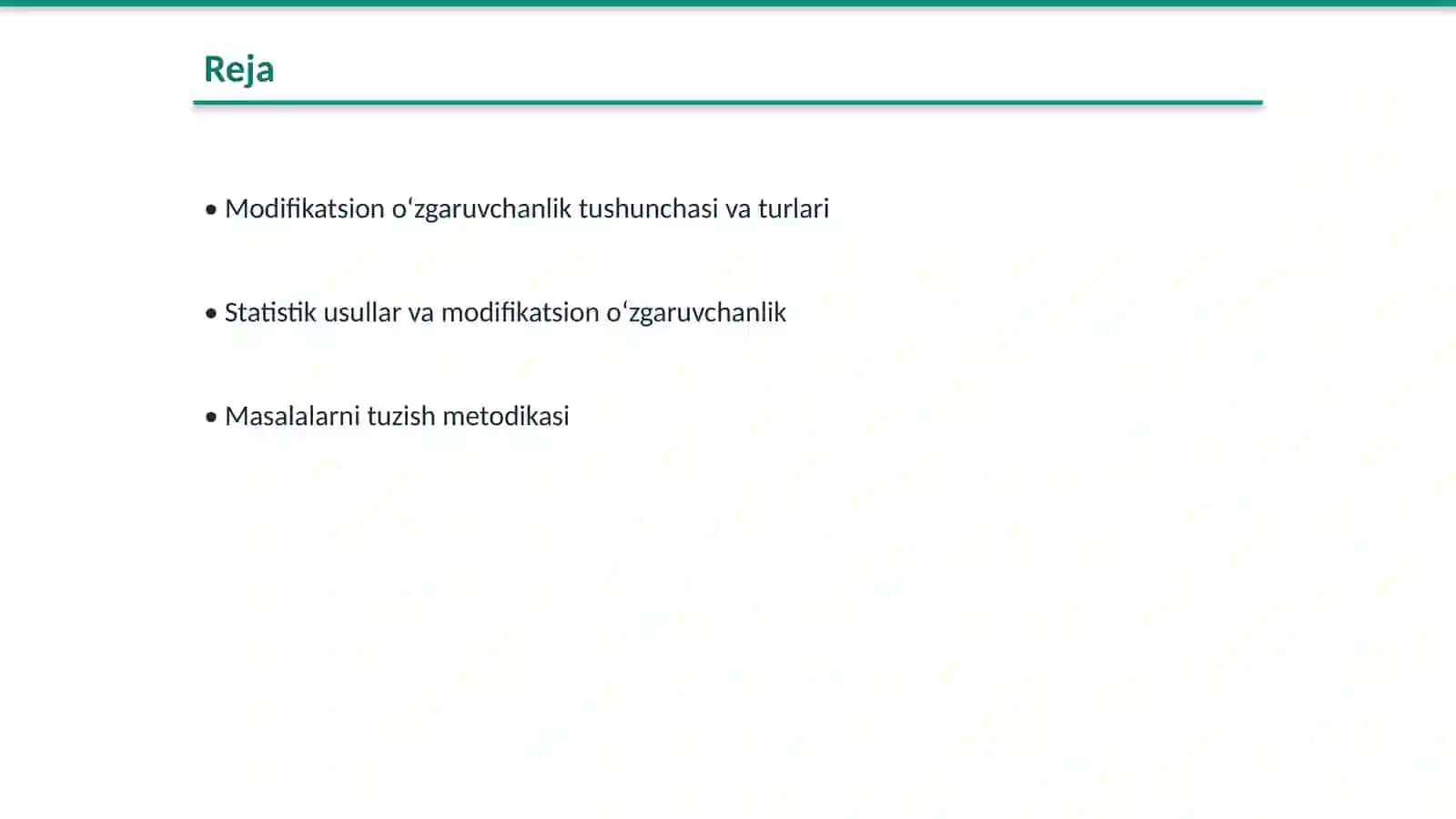 Modifikatsion o‘zgaruvchanlikni statistik usulda o‘rganishga oid masala va mashqlar tuzish hamda yechish metodikasi 2
