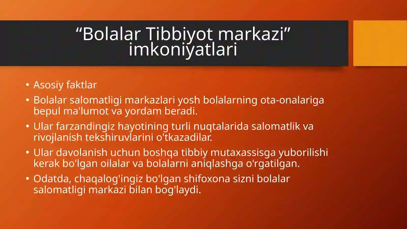Bolalar Tibbiyot markazi 2