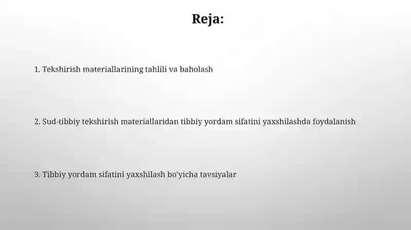 Sud-tibbiy ekspertiza materiallarining tibbiy yordam ko'rsatish sifatini oshirishda qo'llanilishi 2