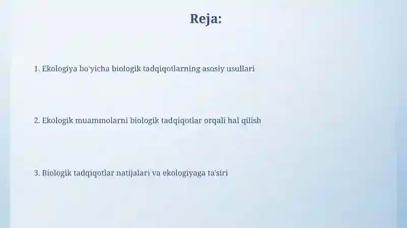 Ekologiyada biologik taqiqotlar 2