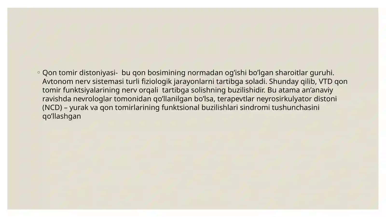 Giper va gipokinetik turdagi tomirlar distoniyasi 2