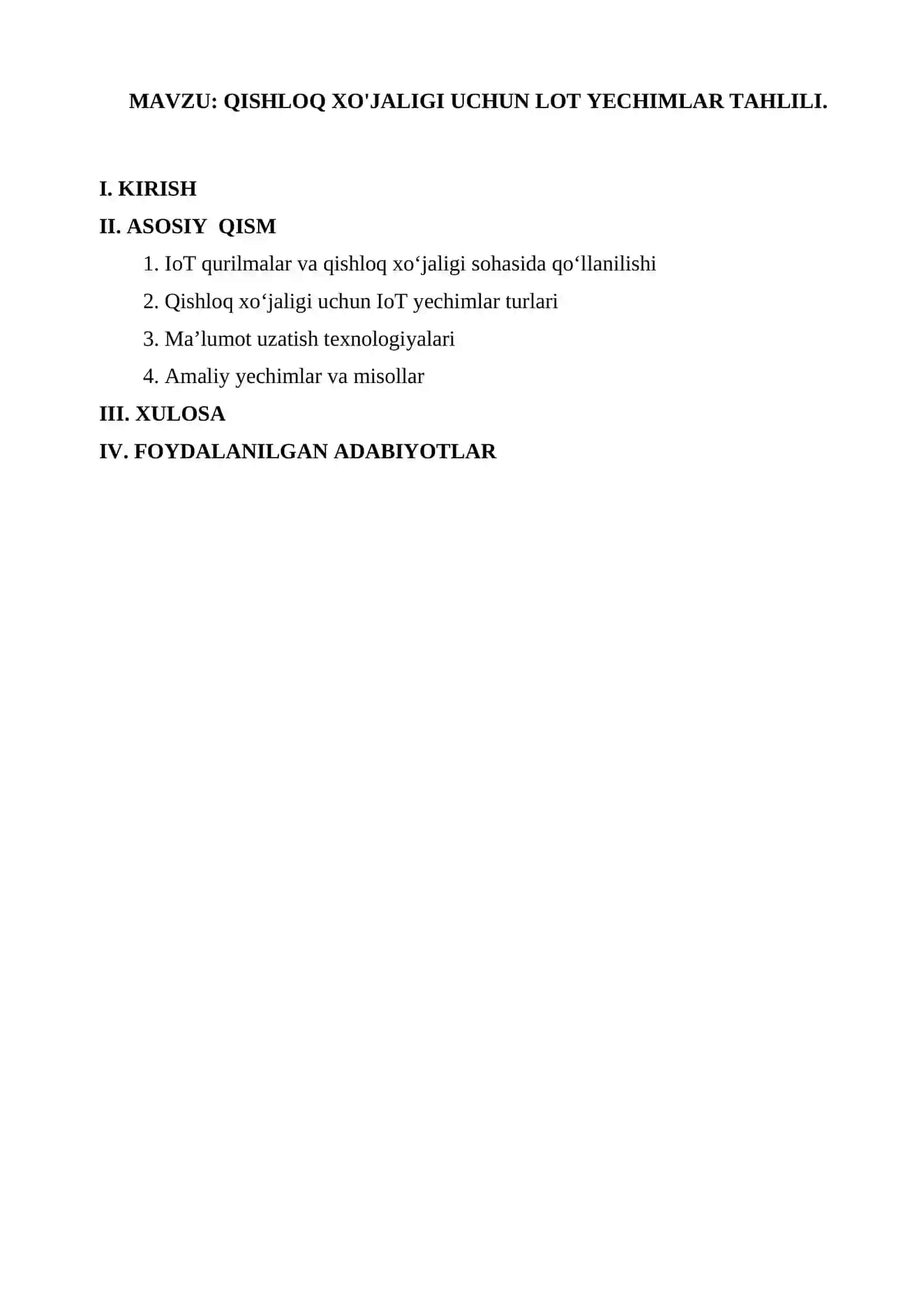 QISHLOQ XO'JALIGI UCHUN LOT YECHIMLAR TAHLILI 2