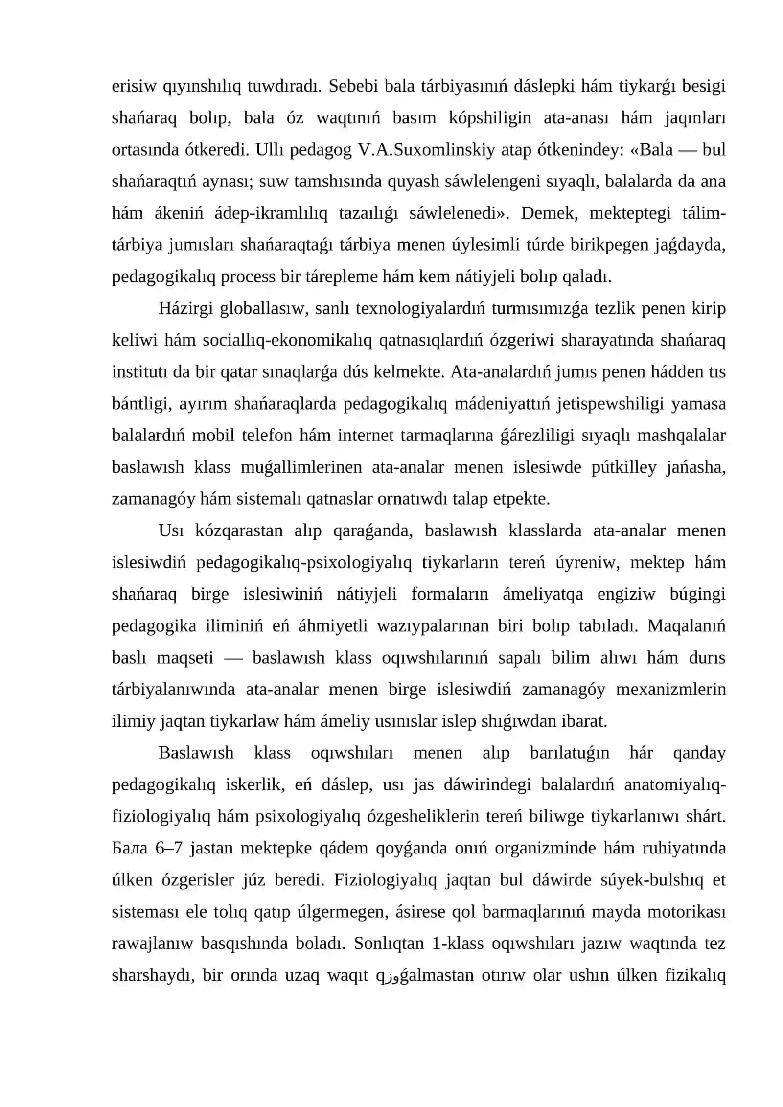 BASLAWISH KLASSLARDA ATA ANALAR MENEN ISLESIW 2