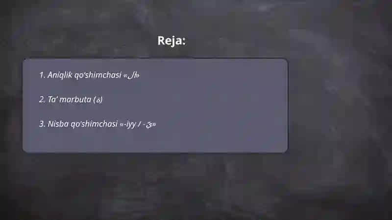 Arab tilida qoʻshimchalar 2