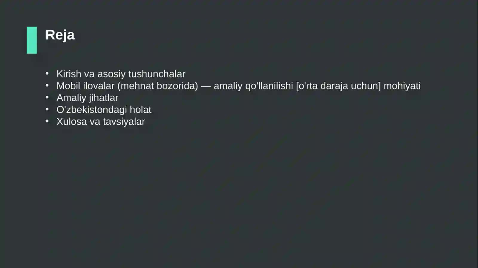 Mobil ilovalar (mehnat bozorida) — amaliy qo'llanilishi [o'rta daraja uchun] 2
