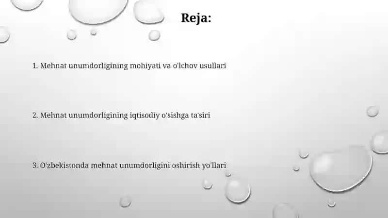 Mehnat unumdorligining iqtisodiy o'sishga ta'siri 2