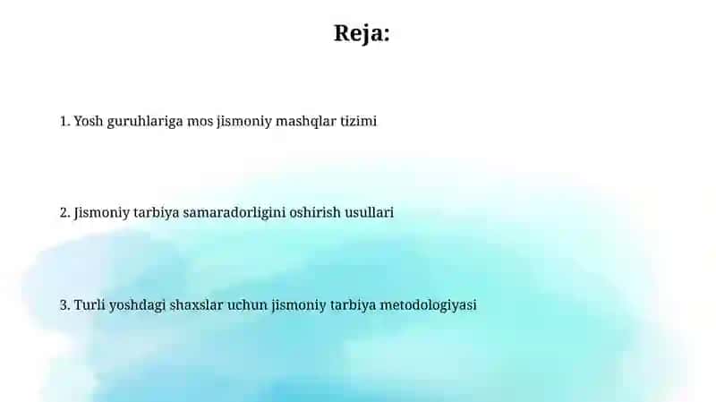 Turli yoshdagi shaxslar uchun jismoniy tarbiya metodikasi 2