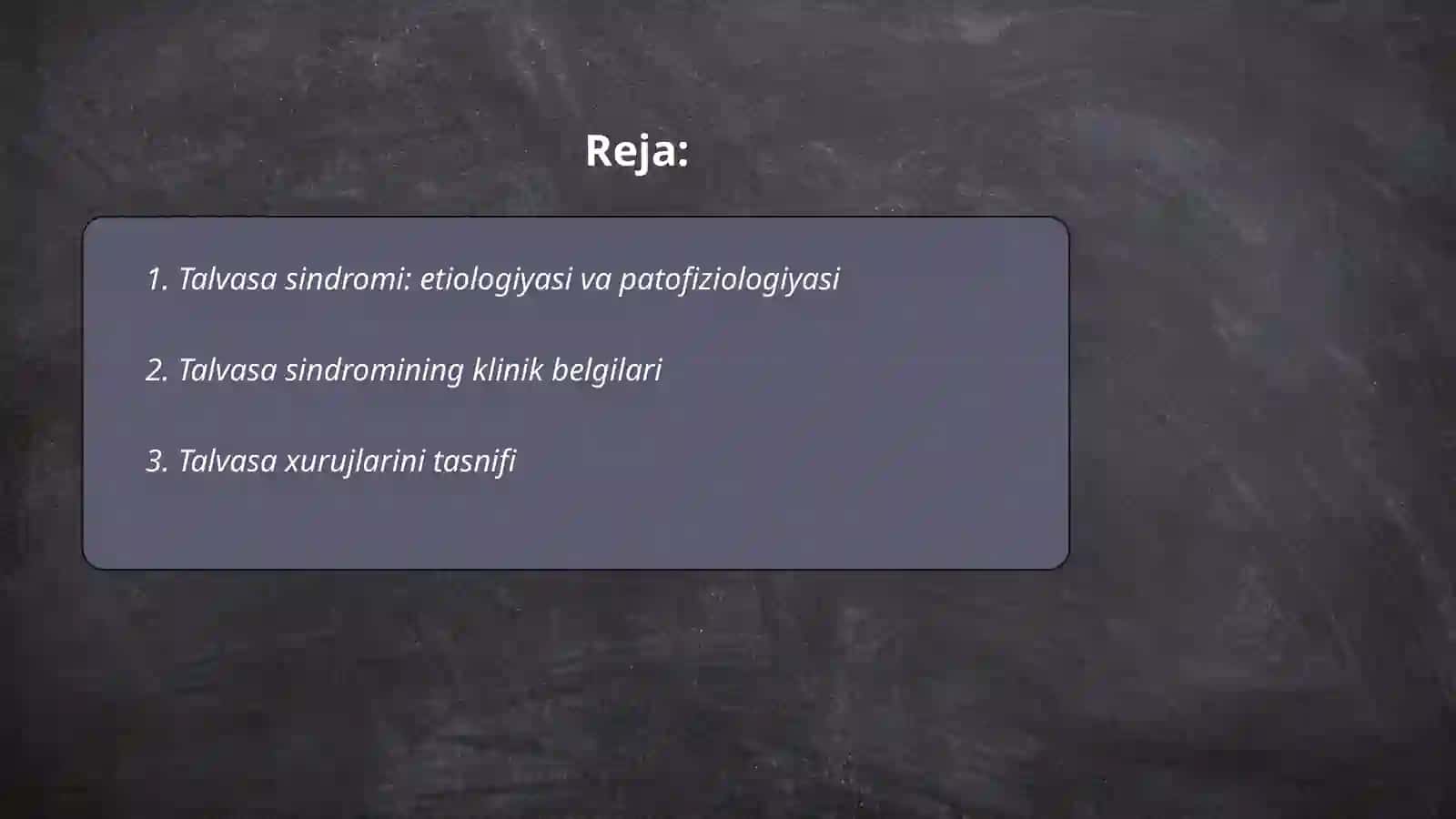 Talvasa sindromida intensiv davo printsiplari 2