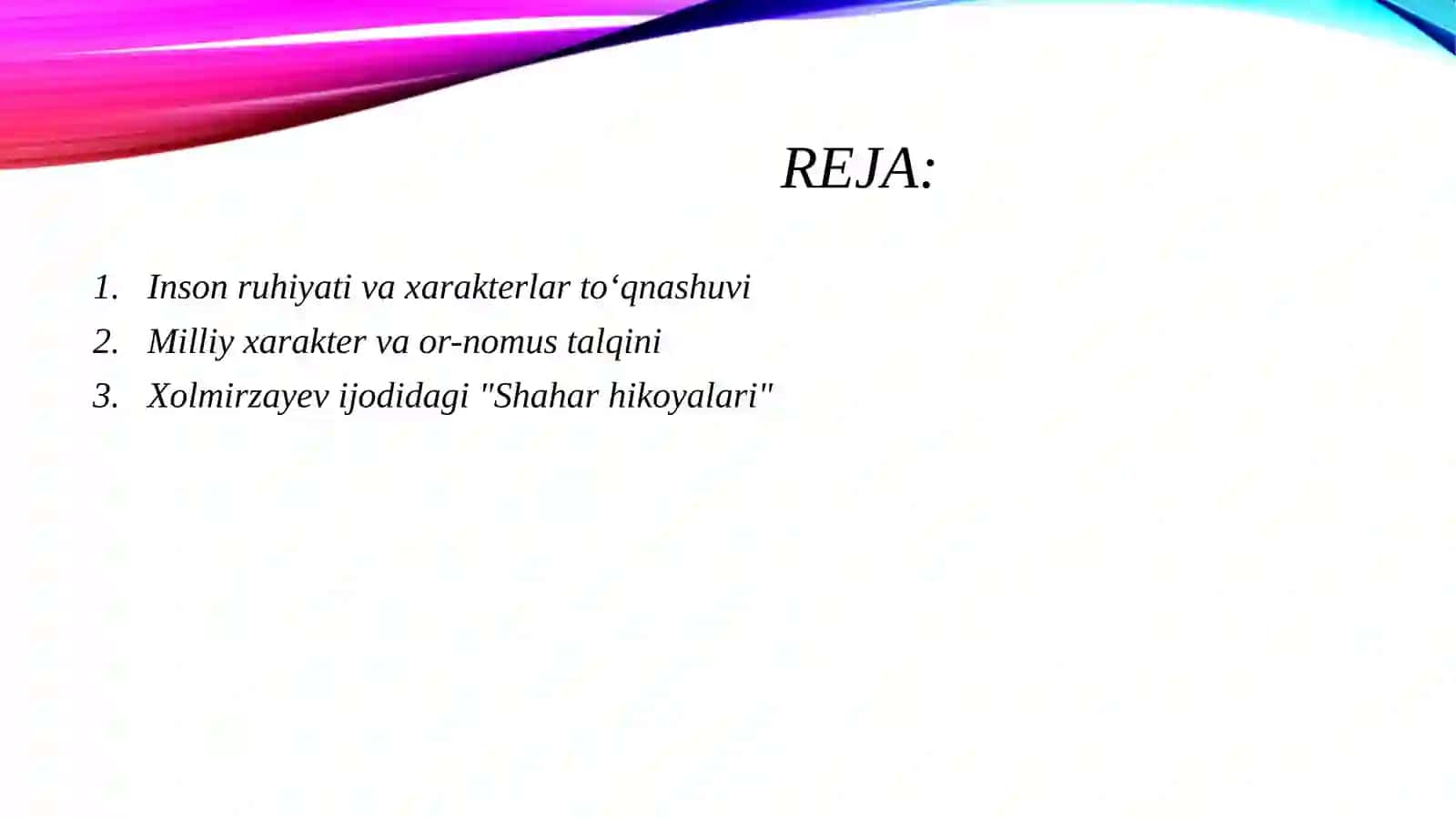 Sh.Xolmirzaev hikoyalari 2