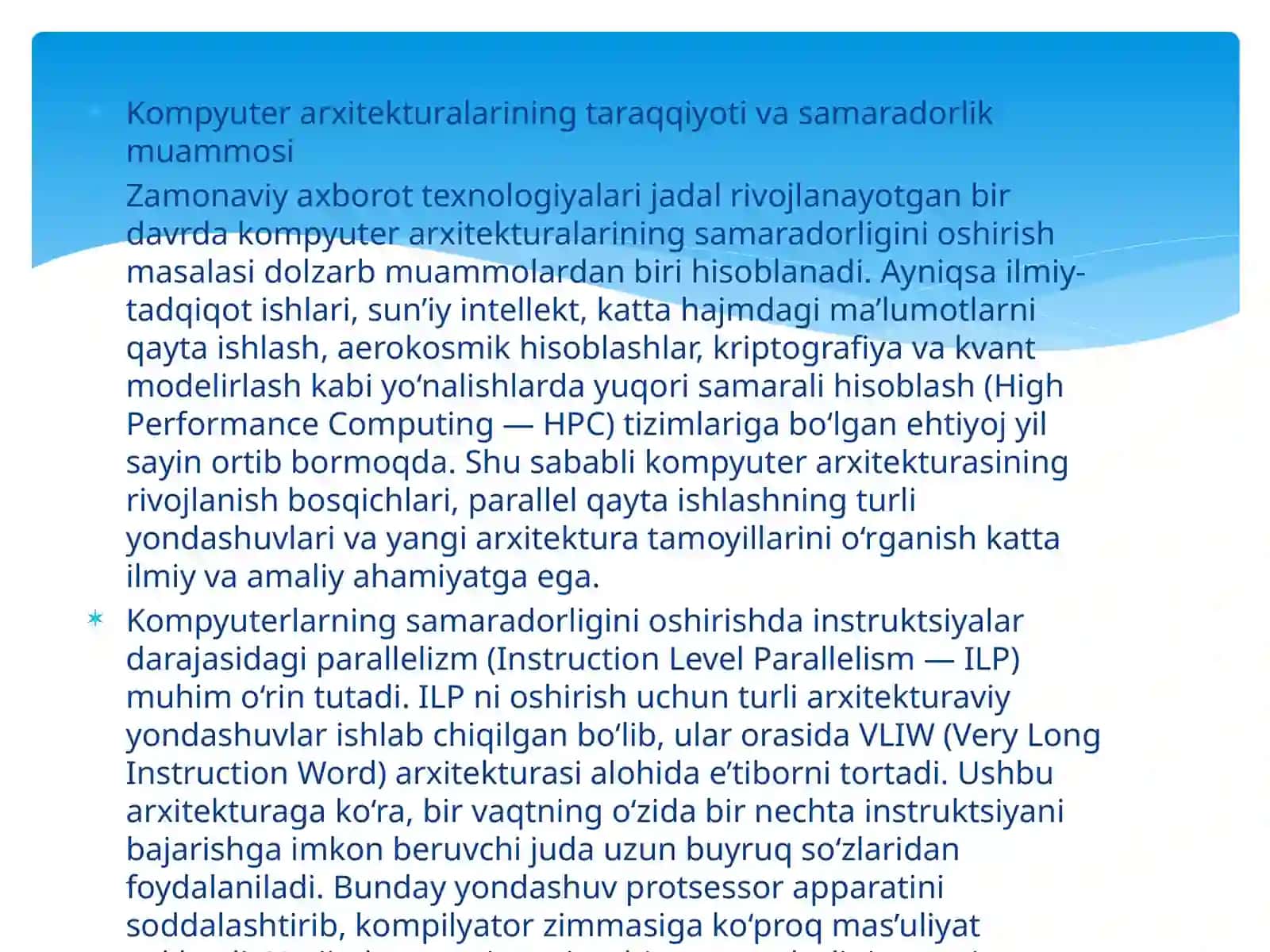Kompyuter arxitekturalarining taraqqiyoti va samaradorlik muammosi 2
