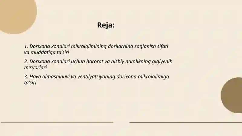 Dorixona xonalari mikroiqlim 2