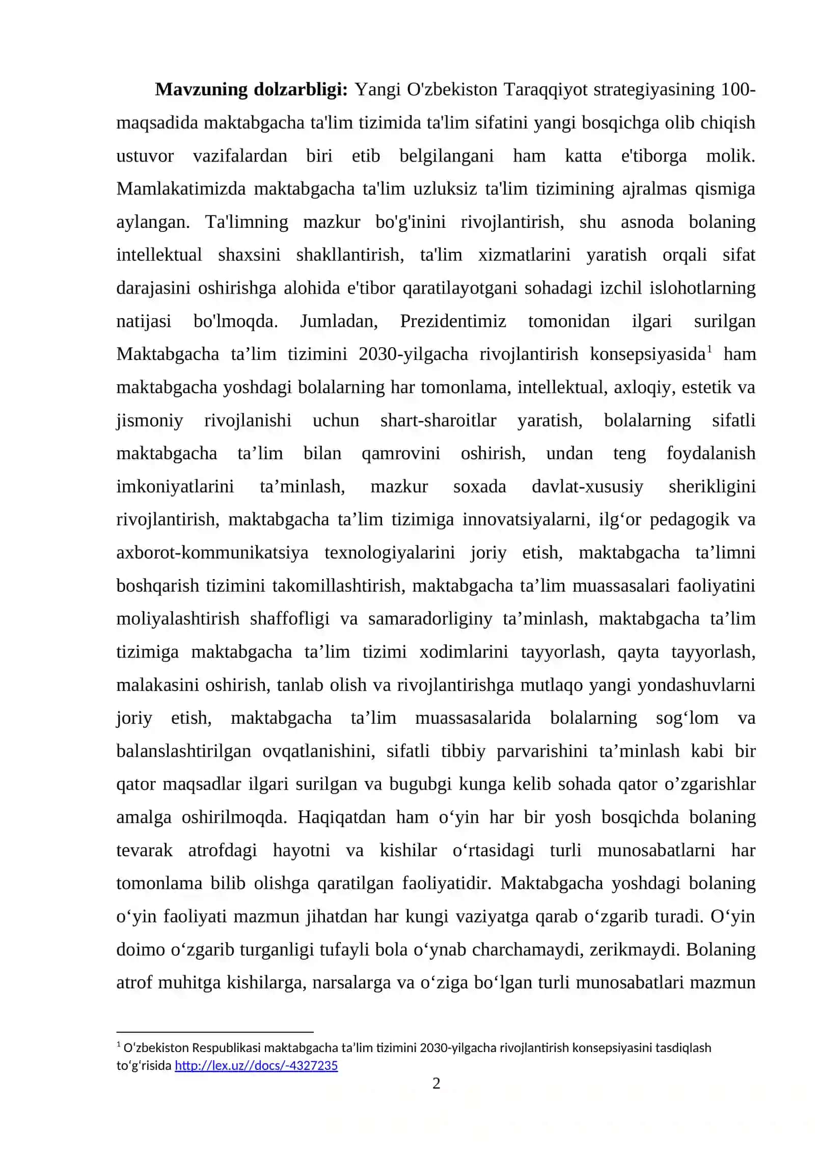 BOLALAR O’YININI TASHKIL ETISHDA PEDAGOGNING O’RNI 2