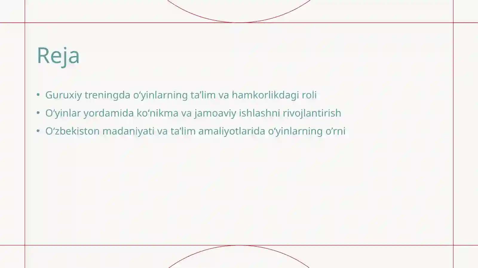Guruxiy treningda oʻyinning vazifalari 2