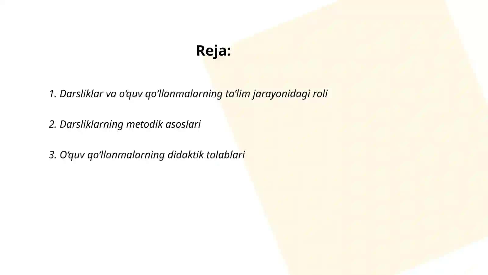 Darsliklar,oʻquv qoʻllanmalar va ularga qo'yiladigan talablar 2
