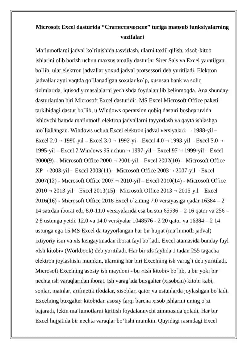 Microsoft Excel Dasturi 2