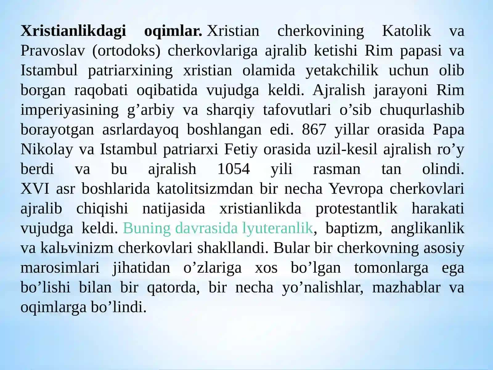 Xristianlik FALSAFASI,OQIM VA MAZHABLAR 2