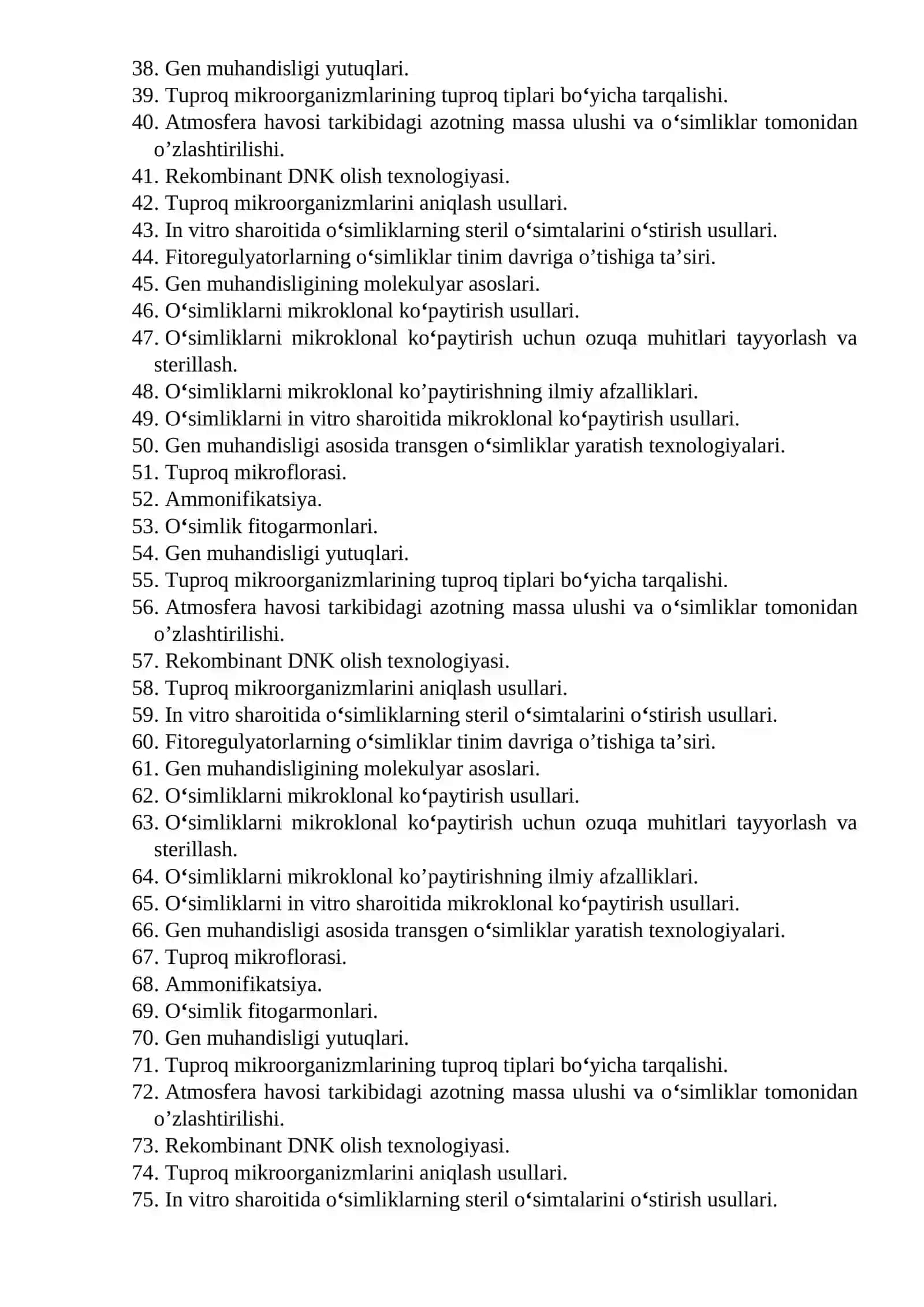 Agrobiotexnologiyadan savollar 2