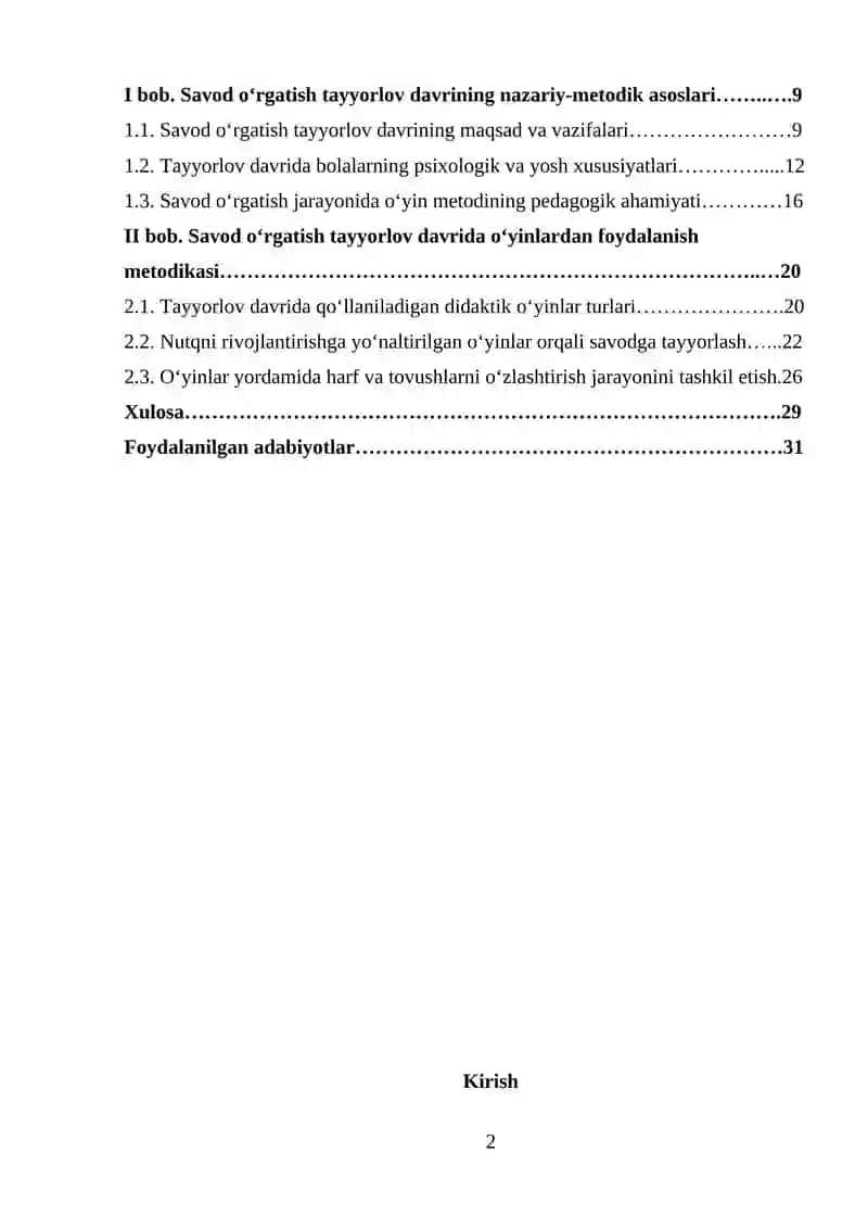 Savod o'rgatish tayyorlov davrida o'yinlardan foydalanish 2