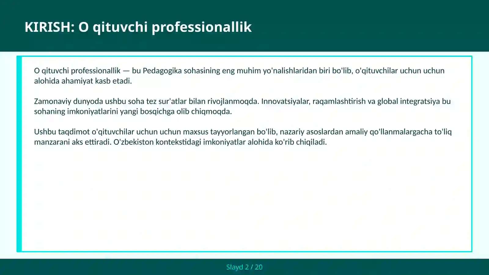 O qituvchi professionallik 2