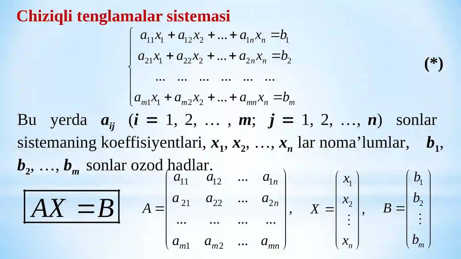 Chiziqli algebraik tenglamalar sistemasini yechishning Gauss va Gauss-Jordan usullari 2
