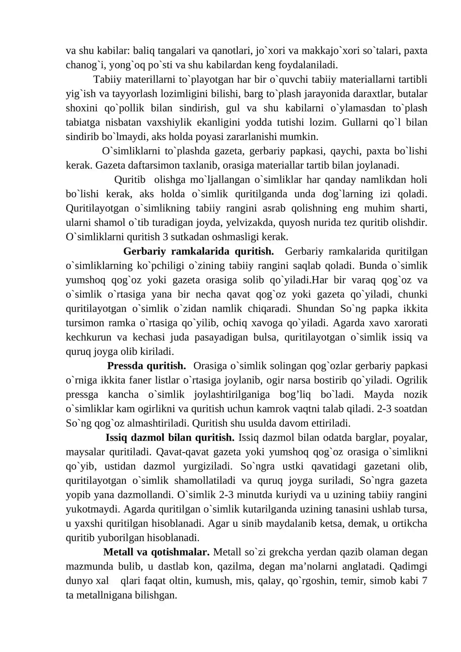 Turli xil materiallar bilan ishlash darslarini tashkil etish metodikasi 2