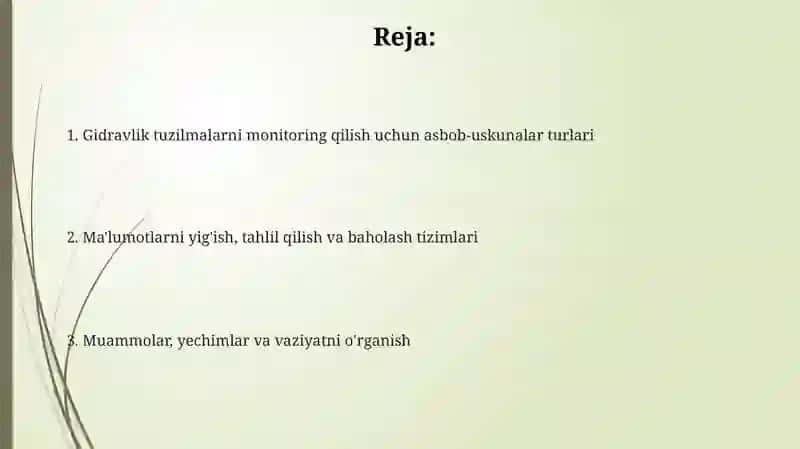 Kanallarda gidro texnika inshootlaridan foydalanishdan nazoat o'lchov va paraturlari 2