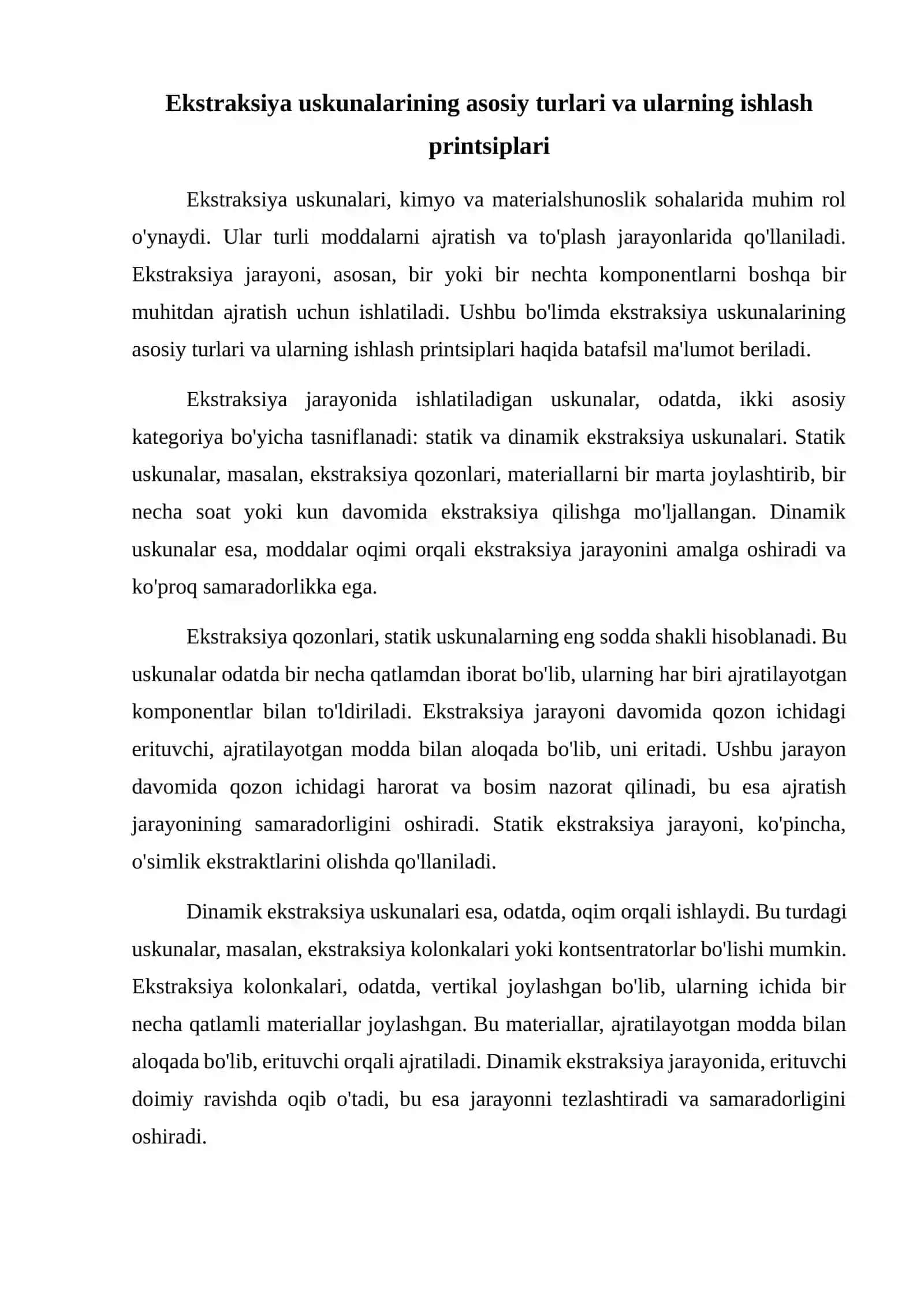 Ekstraksiya uskunalarining ishlash printsiplari. 2