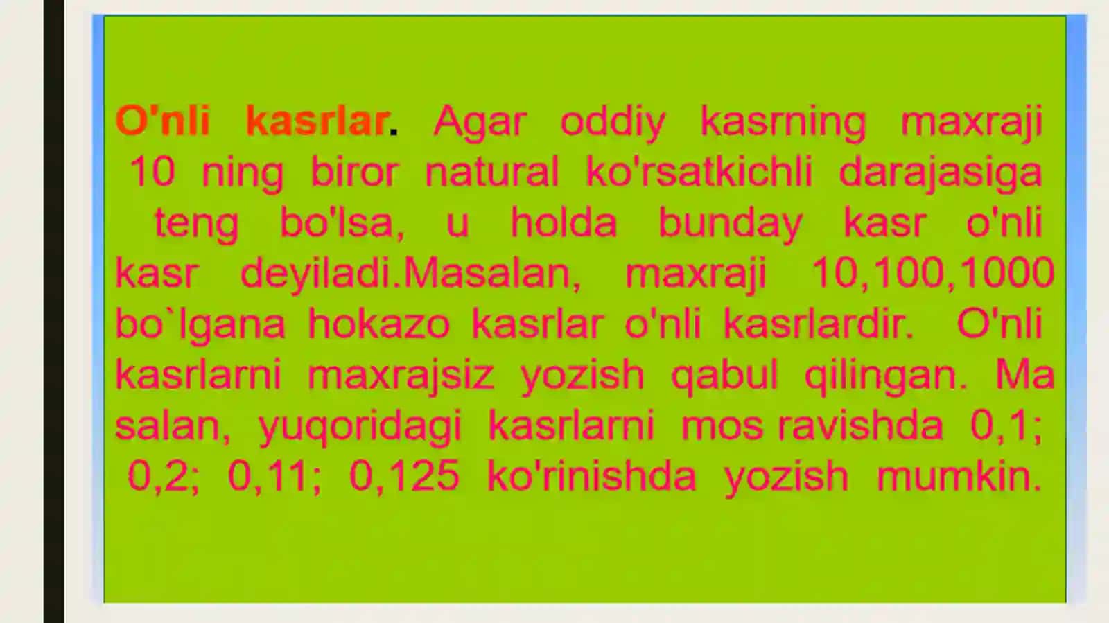 O‘nlikasrlar va ularustidaarifmetika mallarini bajarish algoritmi 2