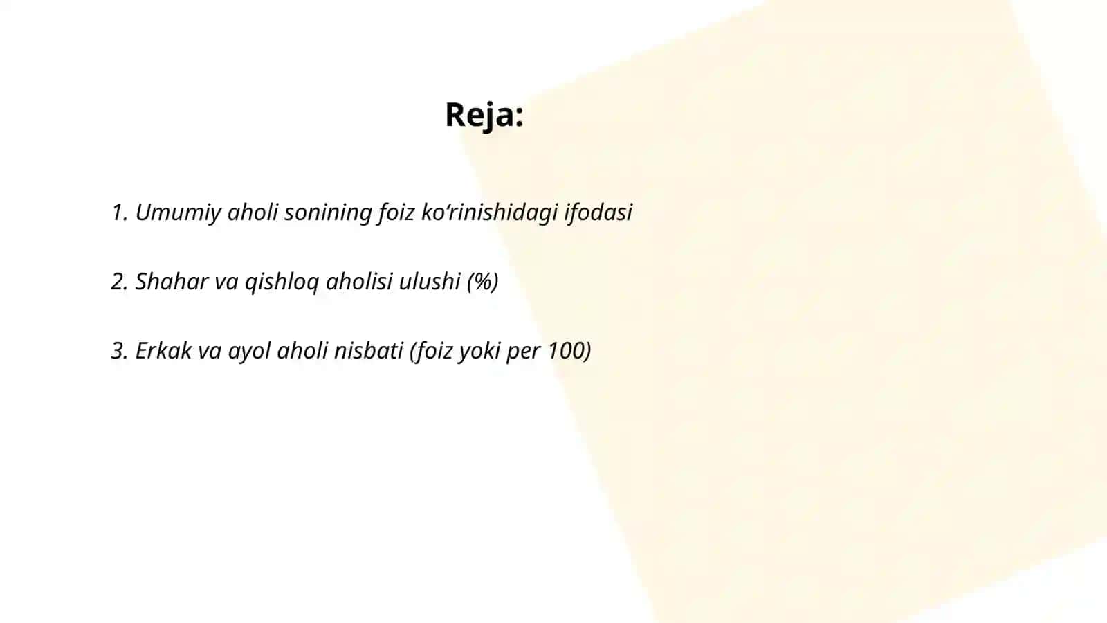 Mamlakat aholisi soni to‘g‘risida ma’lumotlar 2