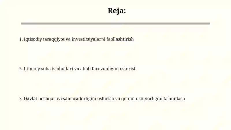 O‘zbekiston Respublikasini rivojlantirishning beshta ustuvor yo‘nalishi (2017–2021) 2
