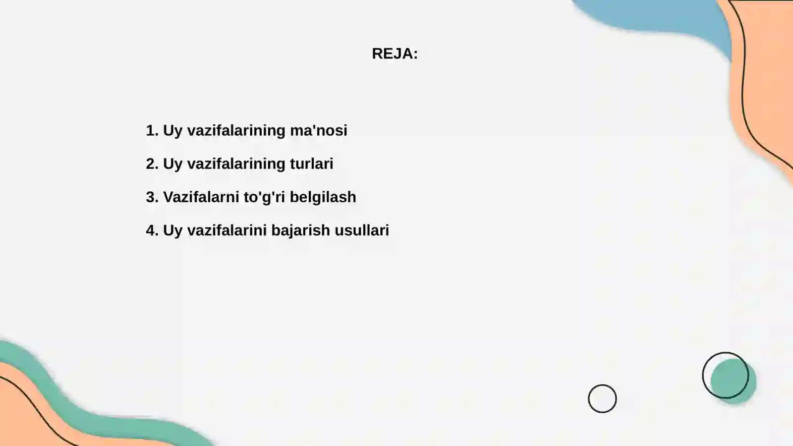 Uy vazifalari va ularni tekshirish 2