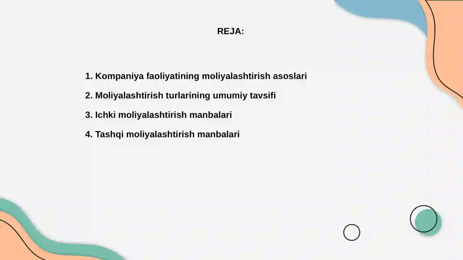 Kompaniya faoliyatini moliyalashtirish turlari 2