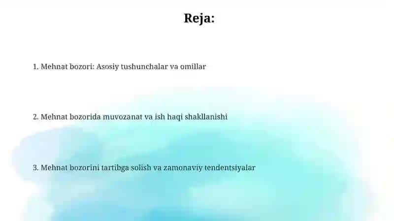 Mehnat bozorini faoliyat korsatishining iqtisodiy mexanizmi 2