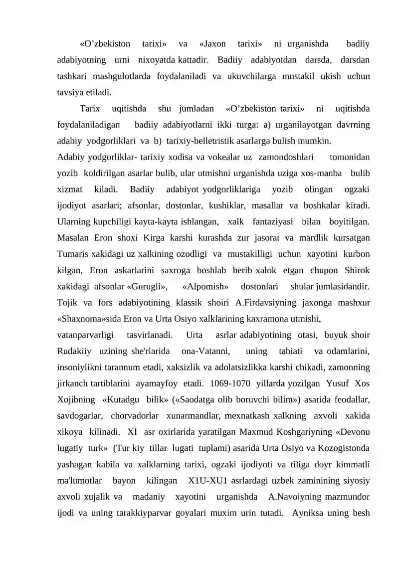 Adabiyotlar bilan Tarix Qo'llash 2