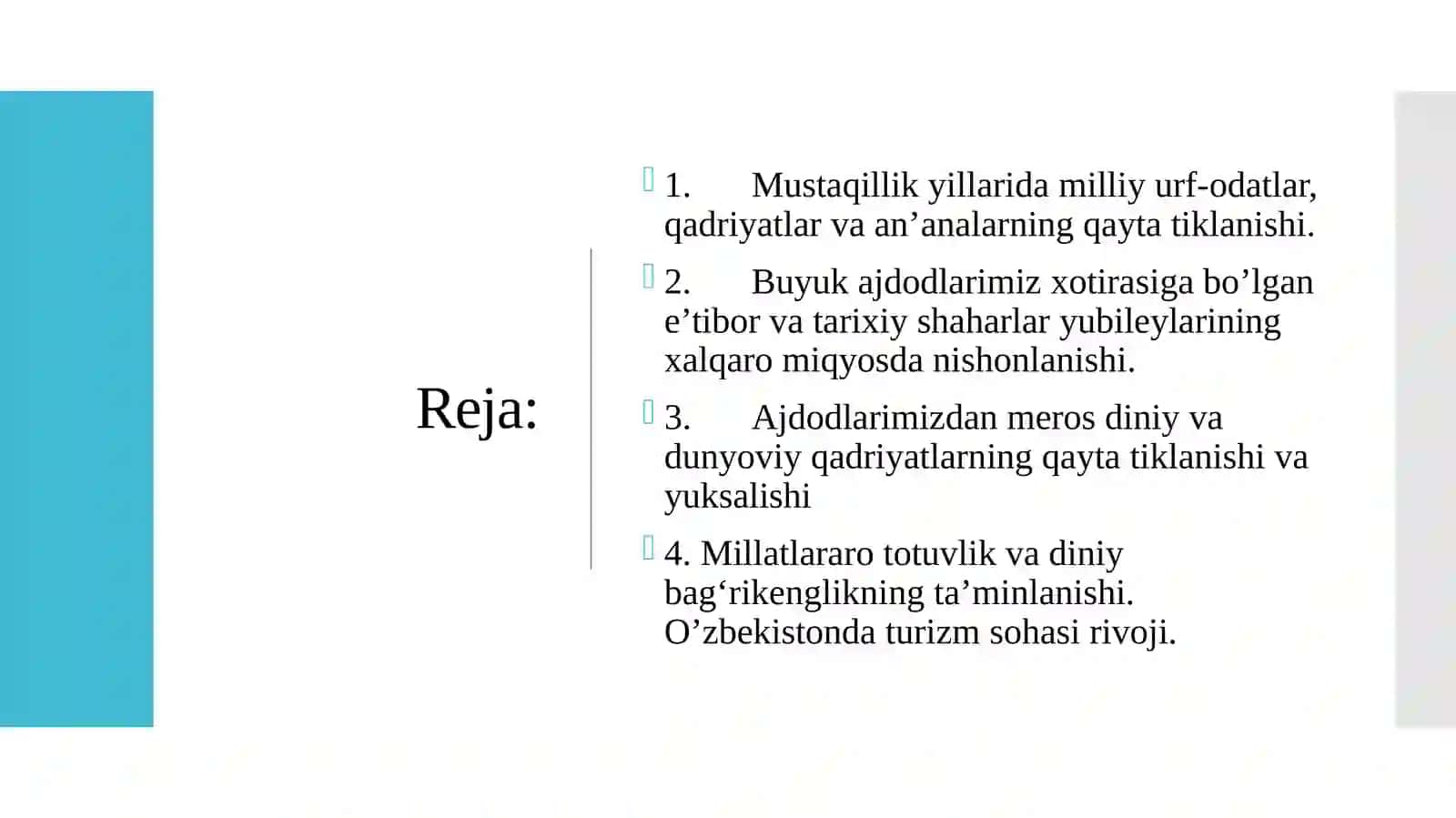 MUSTAQILLIK YILLARIDA O‘ZBEKISTONDAGI MA’NAVIY VA MADANIY TARAQQIYOT 2