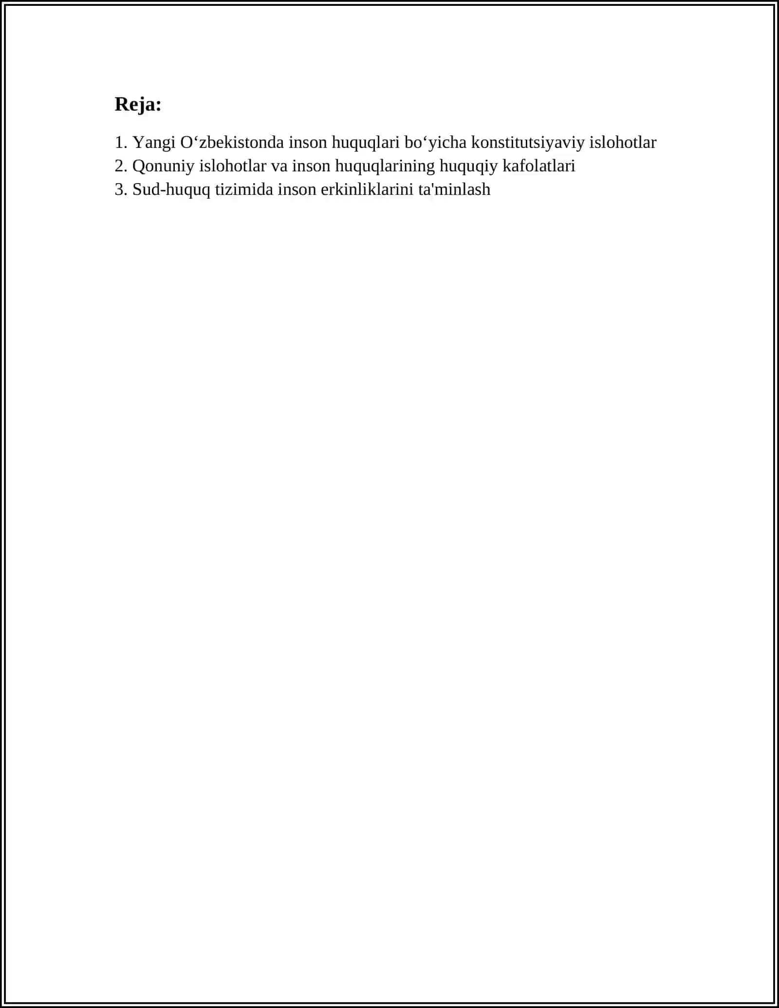 YANGI O‘ZBEKISTONDA INSON HUQUQ VA ERKINLIKLARI KAFOLATLARINING YARATILISHI 2