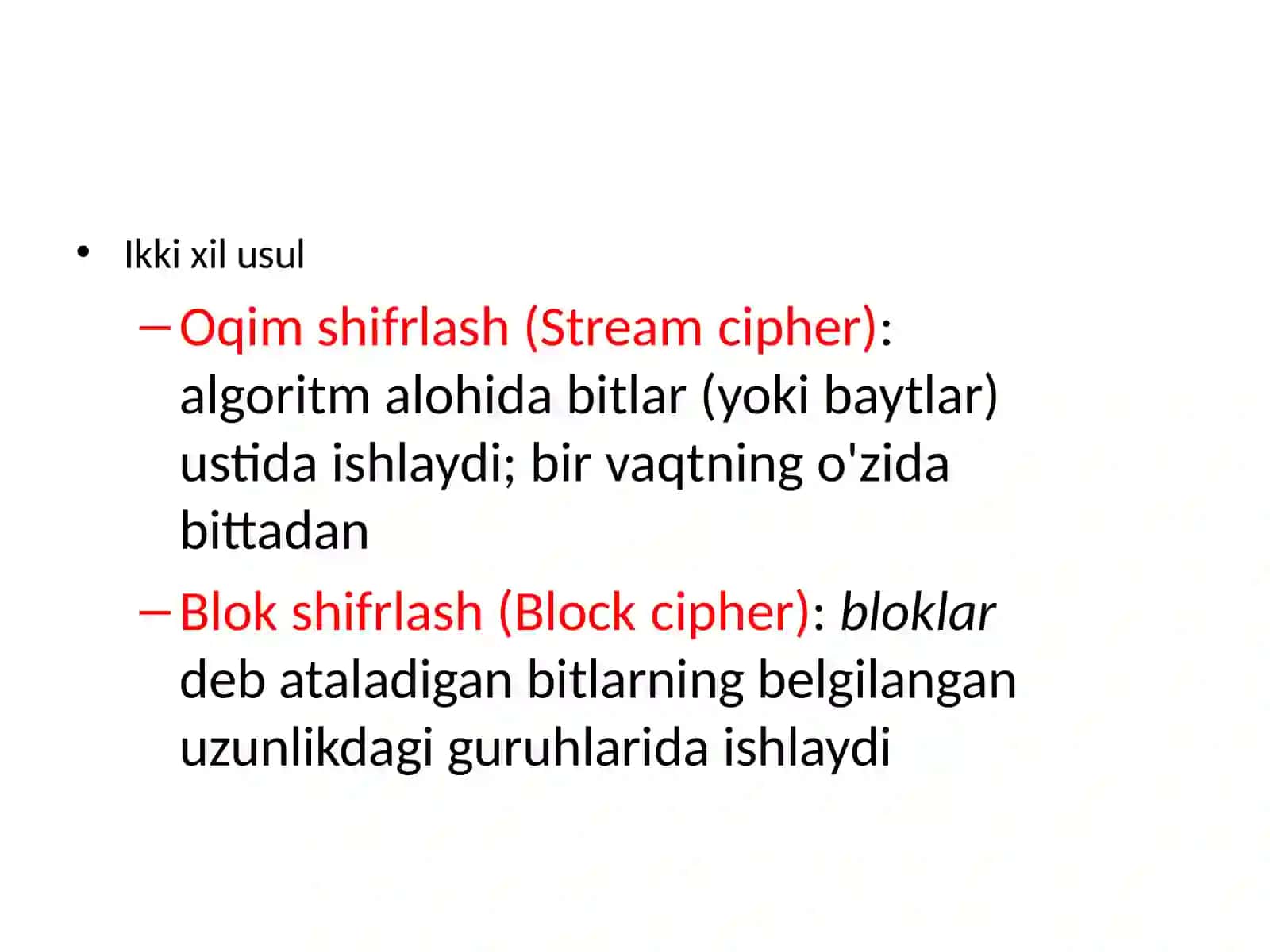 Simmetrik kriptografik algoritmlar 2