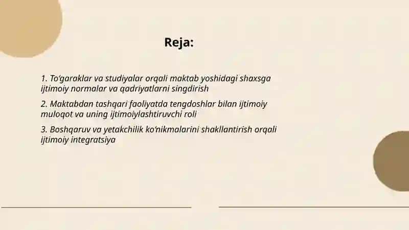 To'garaklar va studiyalar orqali maktab yoshidagi shaxsga ijtimoiy normalar va qadriyatlarni singdirish 2