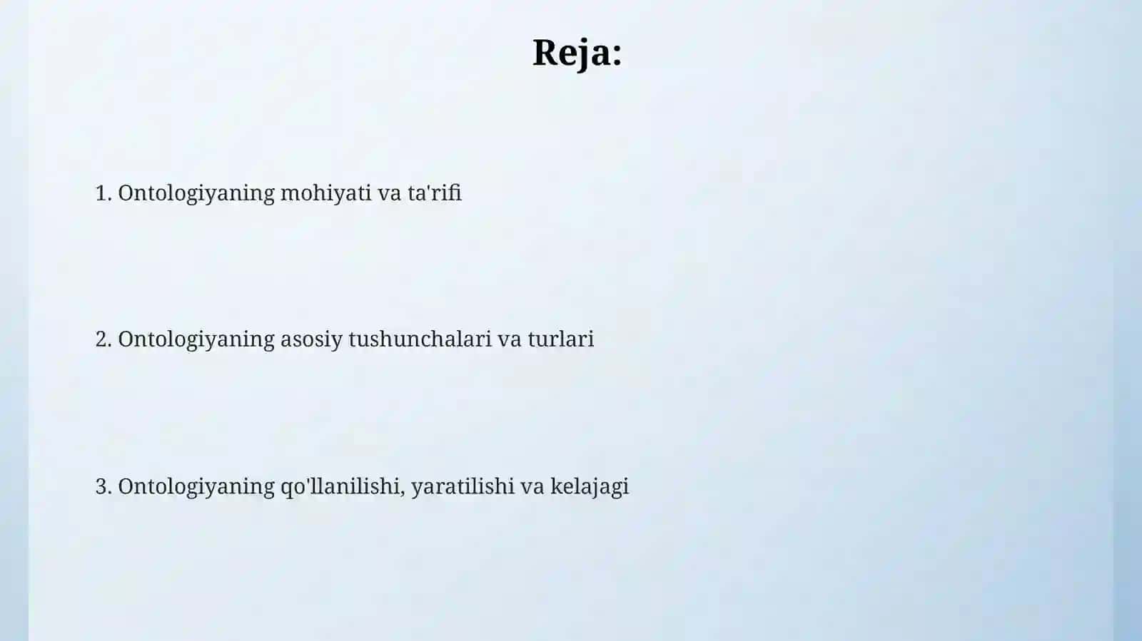 Ontologiyaning mohiyati va tarifi 2