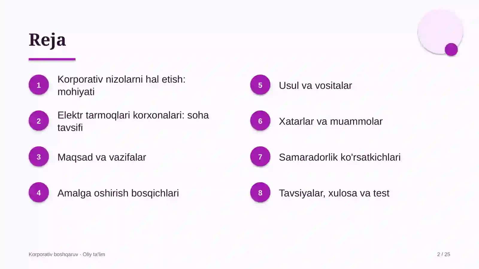 Elektr tarmoqlari korxonalarida korporativ nizolarni hal etish 2