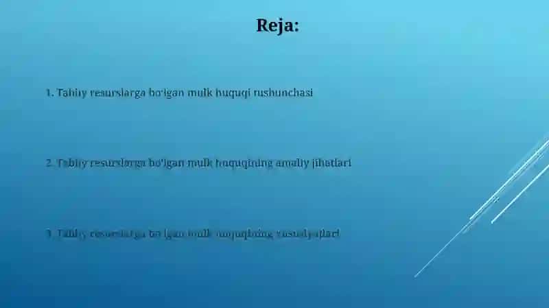 Tabiiy resurslarga boʻlgan mulk huquqining xususiyatlari 2