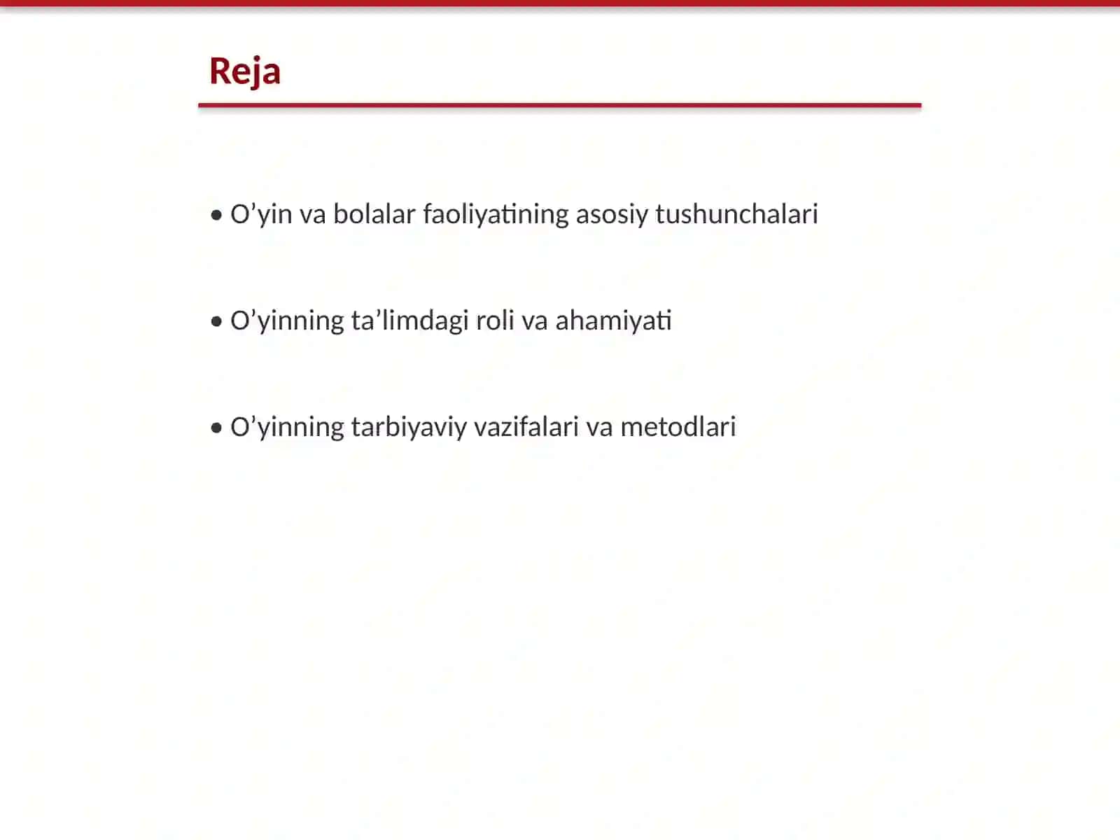 Oʼyinning bolalar faoliyatidagi oʼrni oʼyin bolalarga taʼlim tarbiya berishning metod va vazifalari 2