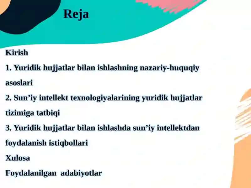Yuridik hujjatlar bilan ishlashda sun’iy intellektdan foydalanish istiqbollari 2