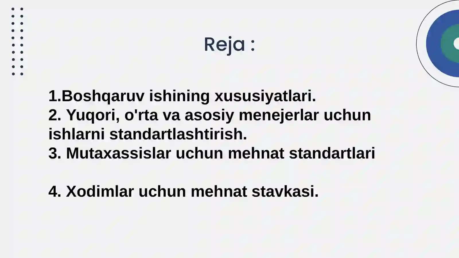 Mutaxassislar va xodimlarning mehnatini tartibga solish 2